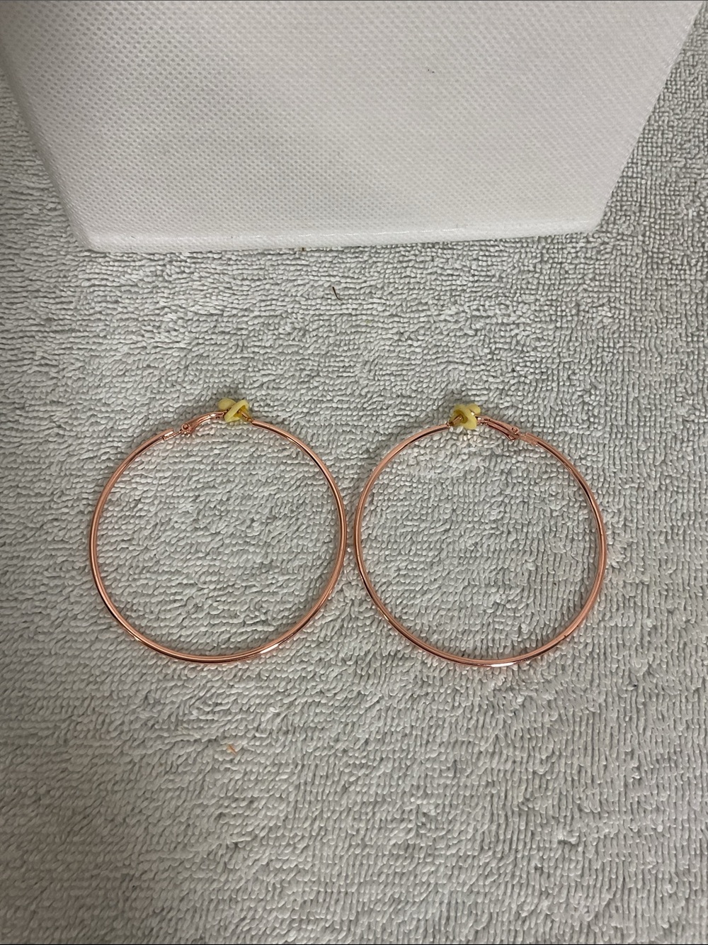 Rose Gold Tone Thin Hoop Clip On Earrings 2.25” NWOT